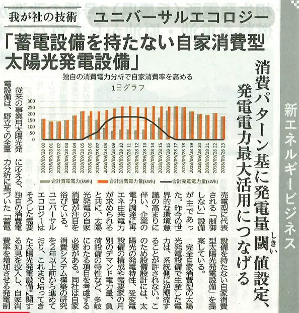 新エネルギー新聞_20181126_ユニバーサルエコロジー